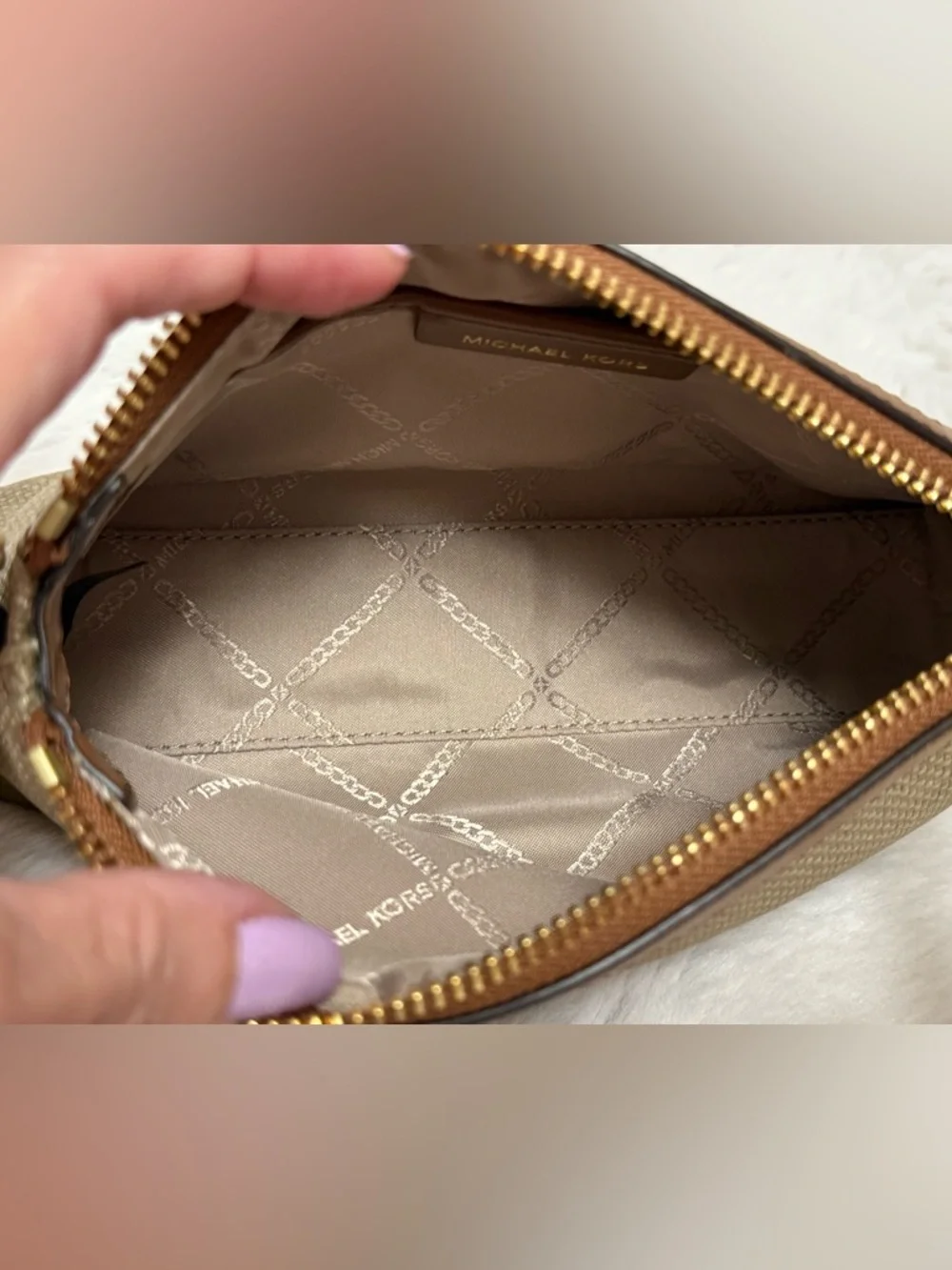 Michael Kors Gold and Brown Small Wristlet Pouch - Picture 7 of 9
